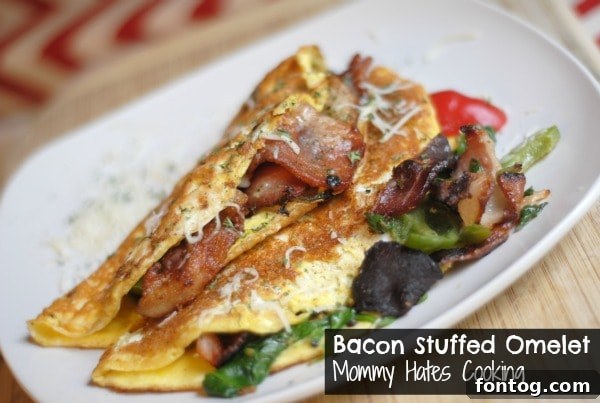 Savory Bacon Stuffed Omelet for a hearty breakfast