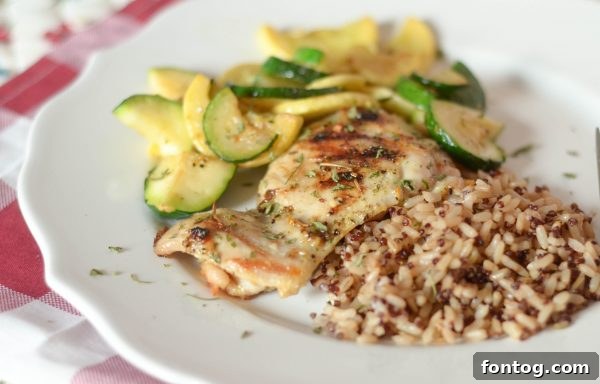 Plated Honey Mustard Chicken with garnishes