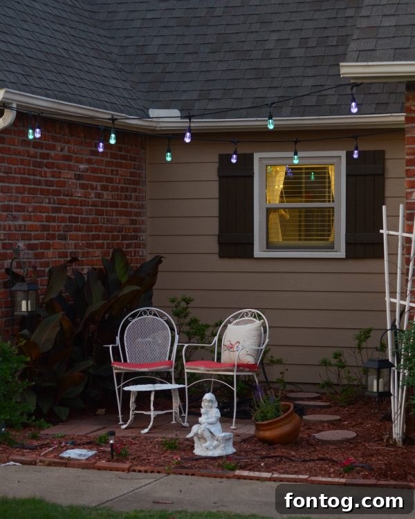 Vibrant Enbrighten cafe lights creating a festive outdoor atmosphere