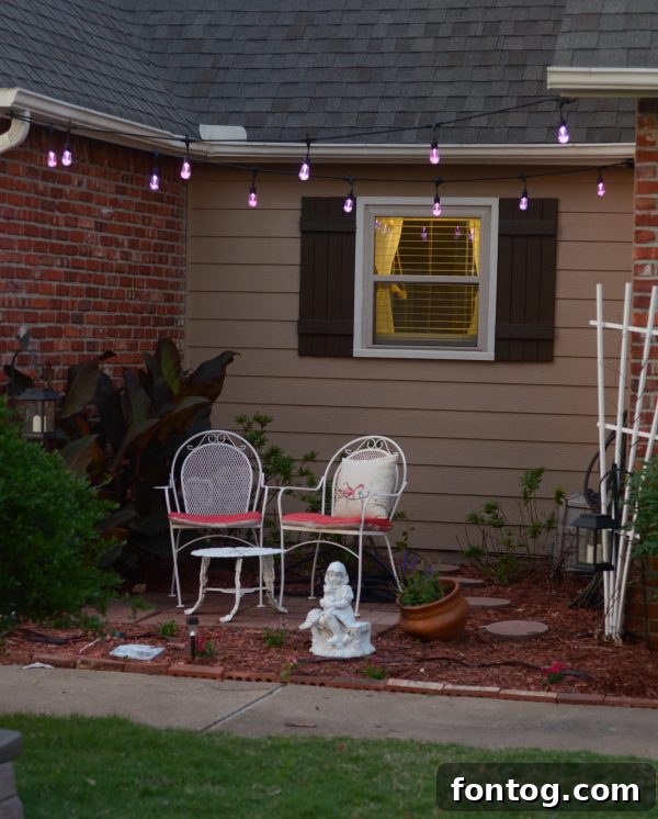 Close up of Enbrighten cafe light bulbs glowing vibrantly