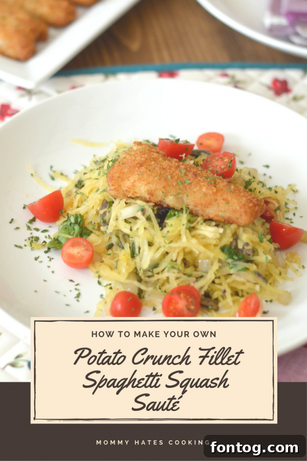 Crispy Potato-Crusted Fillet with Sautéed Spaghetti Squash 2 Potato Crunch Fillet Spaghetti Squash Sauté #TryGortons AD