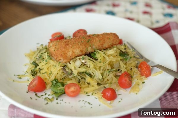 Crispy Potato-Crusted Fillet with Sautéed Spaghetti Squash 7 Potato Crunch Fillet Spaghetti Squash Sauté #TryGortons AD