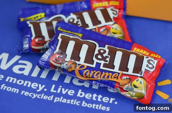 M&MS Caramel Cookie Parfaits: Indulge and Win 4 Overhead shot showcasing a variety of M&M'S® Caramel Cookie Parfaits, highlighting the layers and vibrant colors.