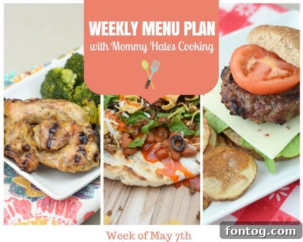 Delicious weekly meal plan for busy families featuring various home-cooked meals