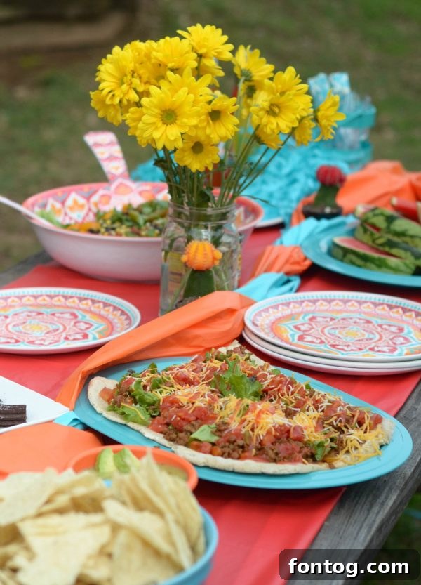 How to Host a Backyard Fiesta + Grilled Taco Flatbread #31DaysWithRotel AD