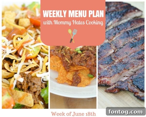 Meal Plan for the Week of June 18 2 Delicious and diverse weekly meal plan spread, featuring a variety of home-cooked dishes perfect for family dinners and meal prep.
