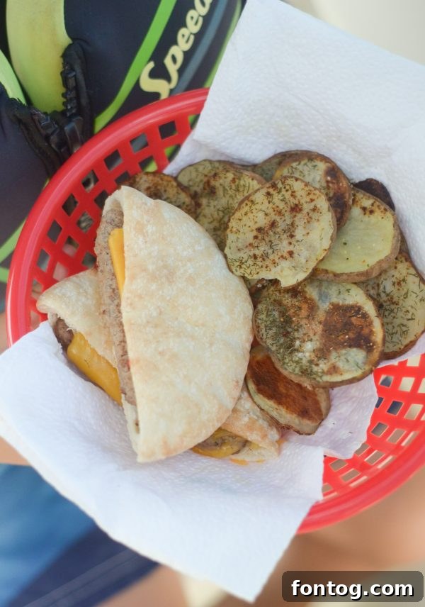 Angus Cheeseburger in a pita pocket