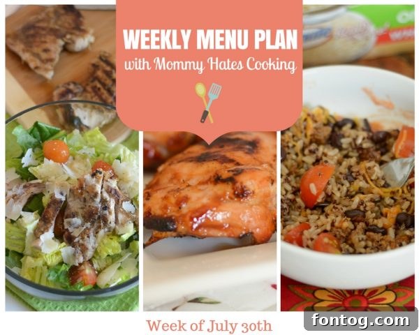 Weekly Menu Plan - Week of July 30th: Delicious, Easy, and Family-Friendly Dinners