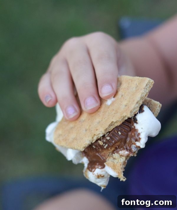 Peanut Butter Cup S'mores being assembled