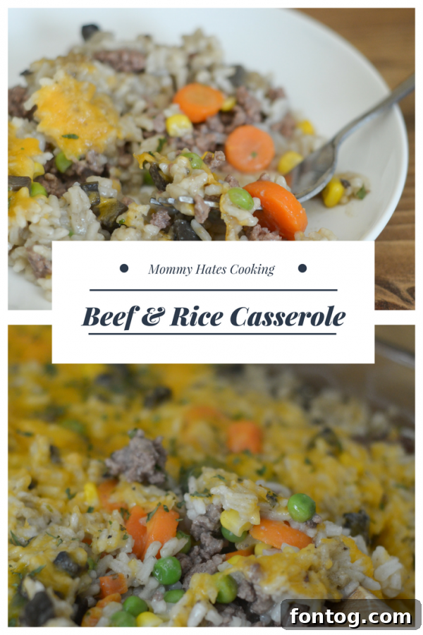Hearty Beef and Rice Bake 2 Delicious and comforting Cheesy Beef & Rice Casserole, perfect for a cozy family dinner.