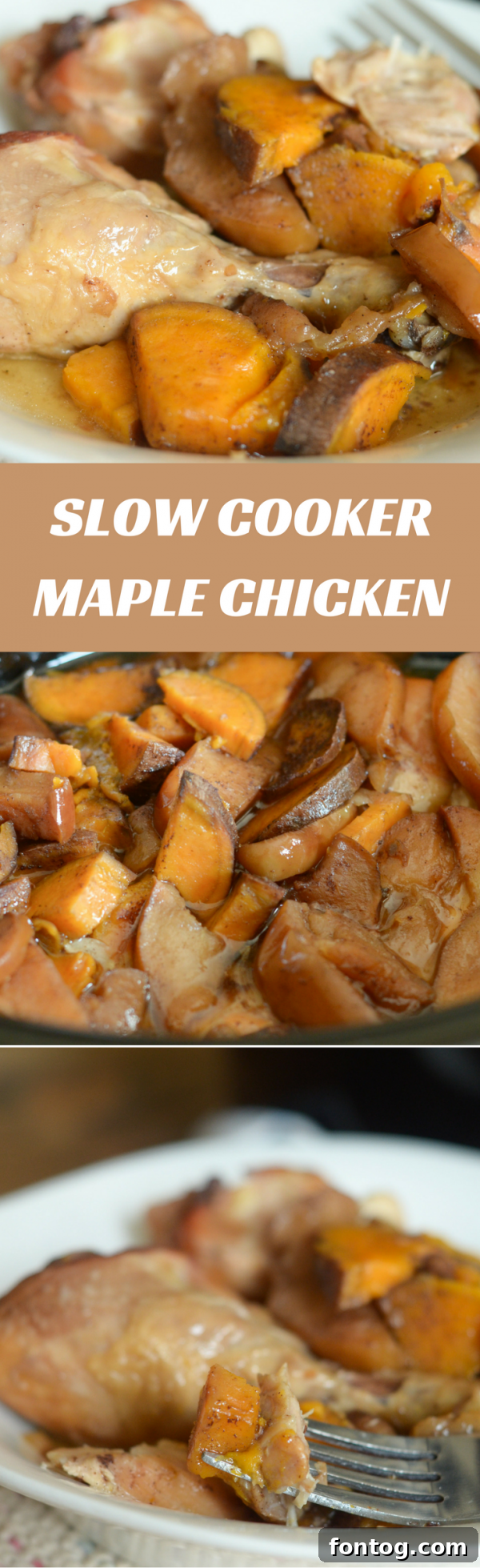 Pinterest graphic for Slow Cooker Maple Chicken recipe