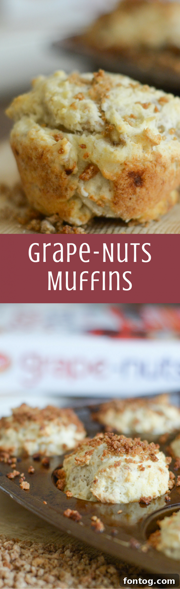 Pinterest graphic: Grape-Nuts Muffins recipe
