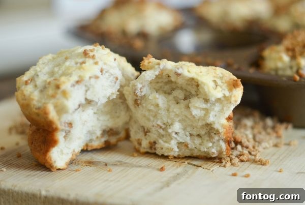 A close-up of a Grape-Nuts muffin, showcasing its golden crust and delicious texture
