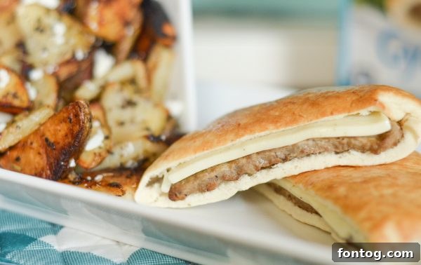 Delicious Roasted Greek Potatoes served alongside convenient Gyro Sliders for an easy holiday dinner