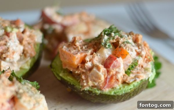 Fresh ingredients for tuna stuffed avocado salad