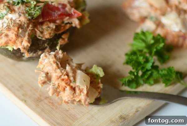 Delicious tuna stuffed avocado halves