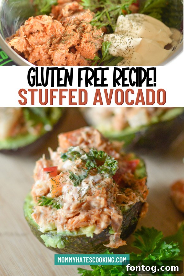 Tuna Stuffed Avocado with fresh herbs