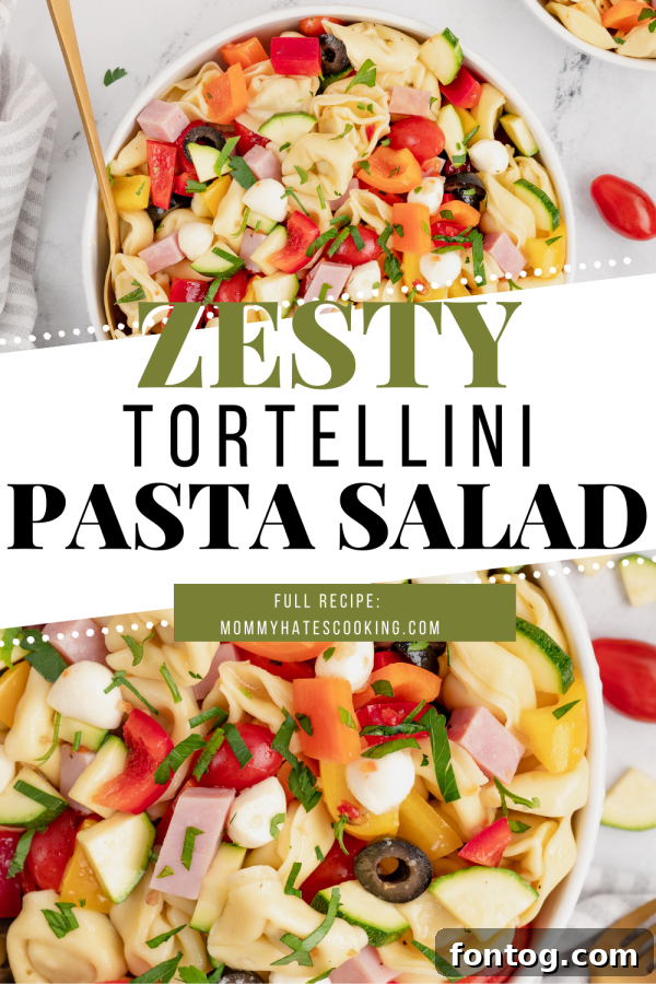 Tortellini Pasta Salad pin image for Pinterest