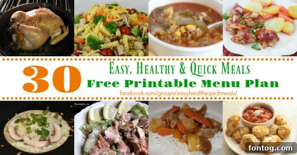 November Menu Plan horizontal banner showing various delicious and healthy meals