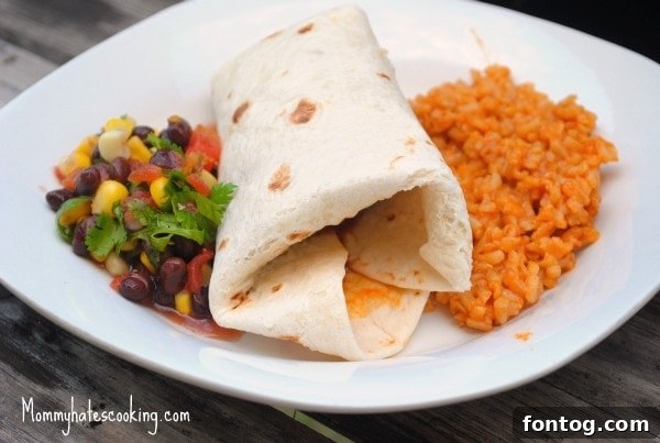 BBQ Shredded Chicken Burritos with fresh ingredients