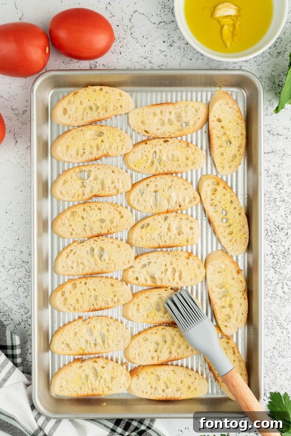 Close-up of Bruschetta Crostini on a serving tray