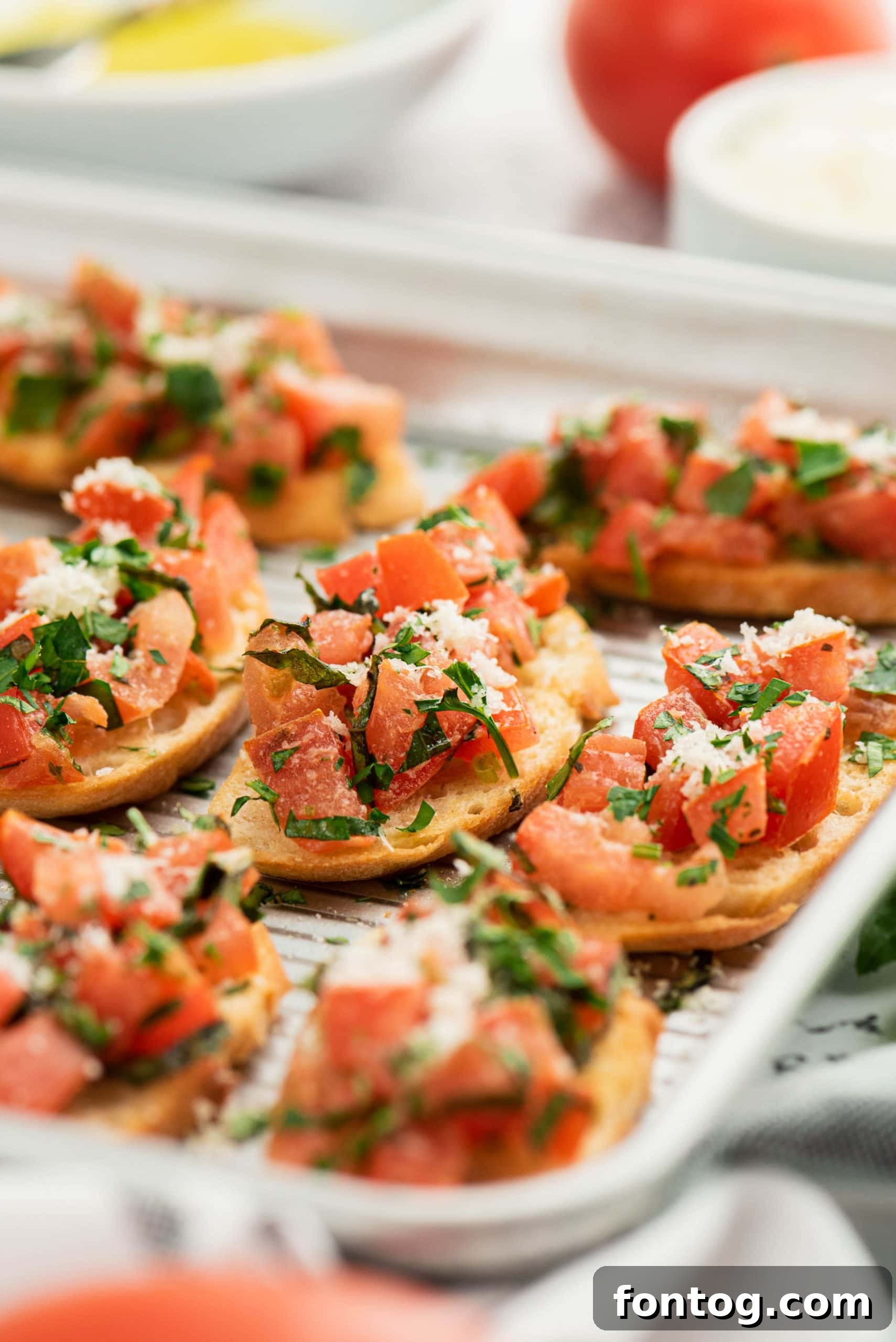 Bruschetta Crostini on a serving board