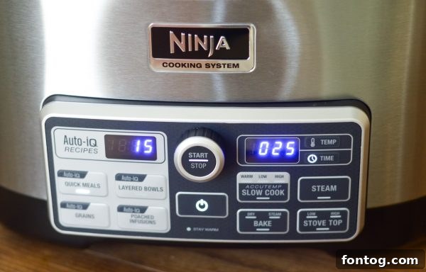 Ninja Cooking System with Auto-iQ showing ingredients for a meal