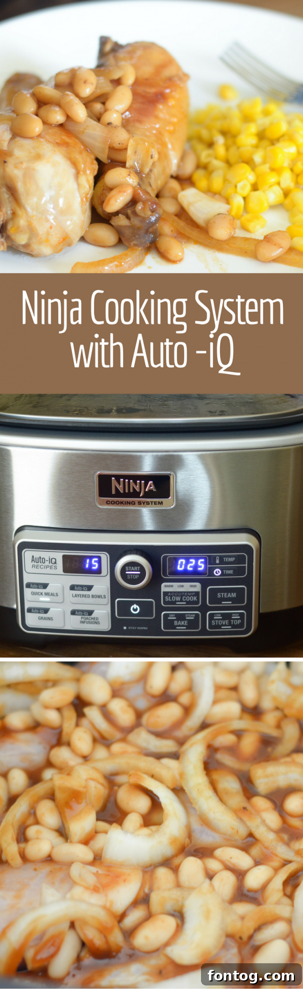 Pinterest graphic: Ninja Cooking System with Auto-iQ - Deliciously Done Easy