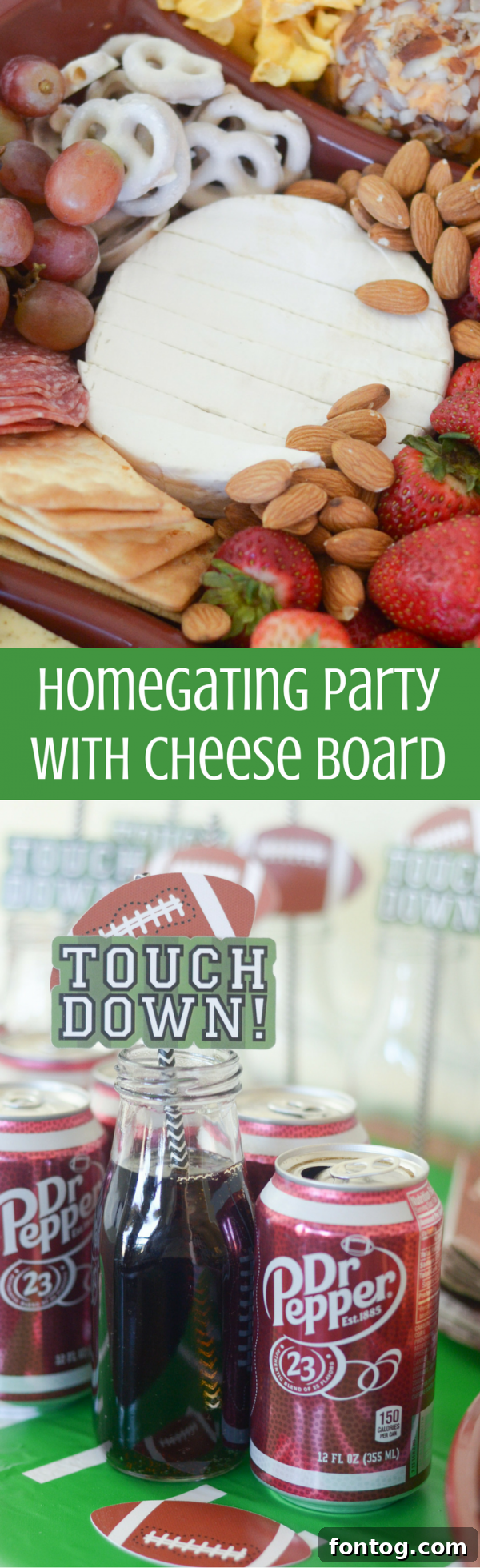 Pinterest graphic for Football Inspired Cheese Board