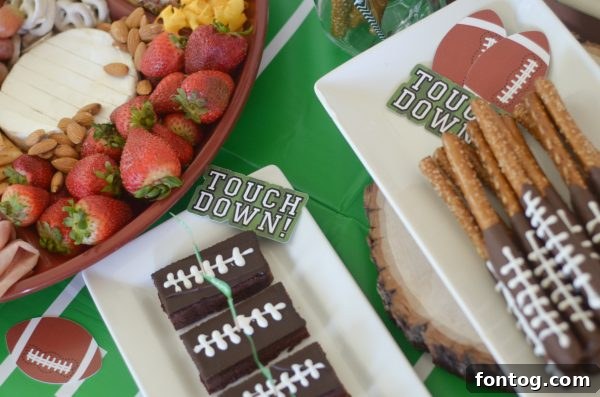Touchdown Bites: Hosting the Ultimate Homegate with a Football Cheese Board 10 Football themed chocolate dipped pretzels