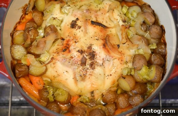 Lemon Pepper Chicken and Roasted Veggies: A Dutch Oven Delight 3 Close-up of golden-brown roasted chicken with lemon pepper seasoning