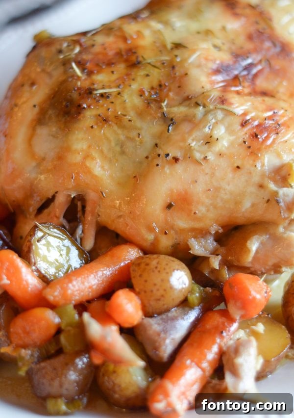 Lemon Pepper Chicken and Roasted Veggies: A Dutch Oven Delight 6 Close-up of roasted lemon pepper chicken on a plate with tender vegetables, ready to eat