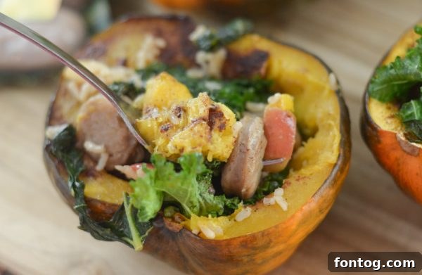 Stuffed acorn squash served on a plate