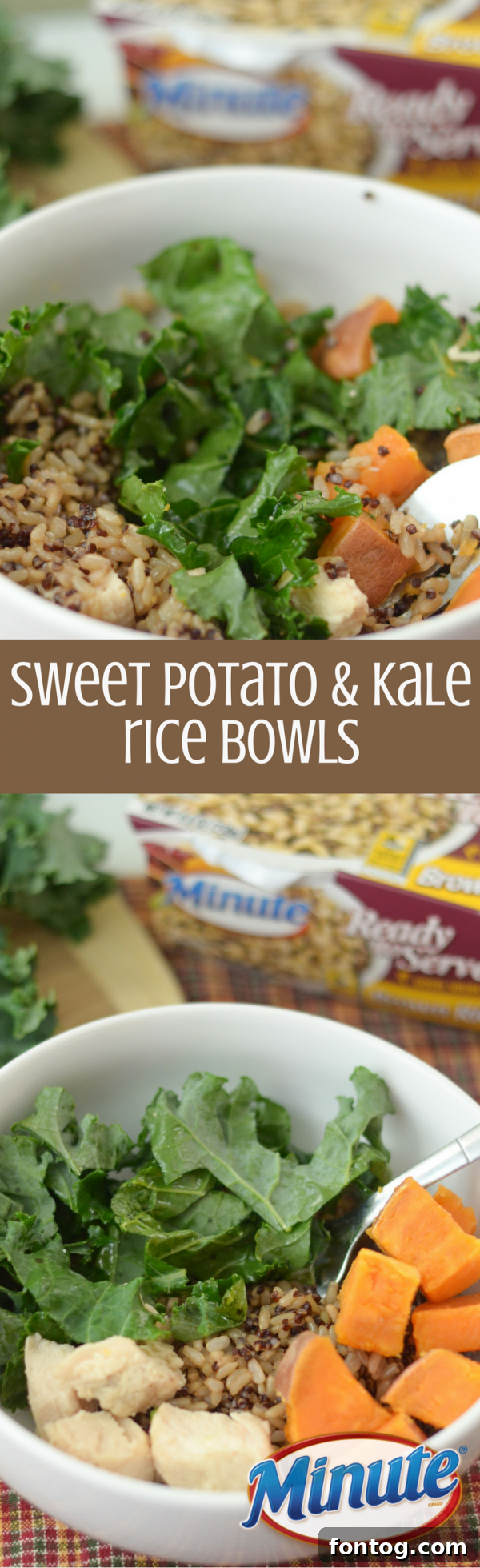 Sweet Potato & Kale Rice Bowl Pinterest graphic