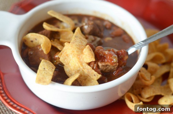Hearty Chili Beef Stew, a comforting slow cooker meal for cold weather