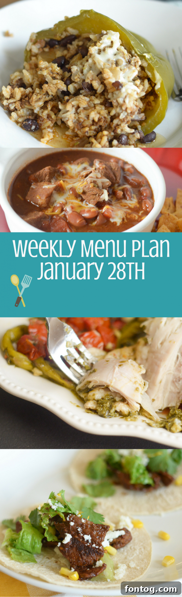 Weekly Menu Plan for January - A compilation of easy and delicious family dinner ideas, save it for future reference