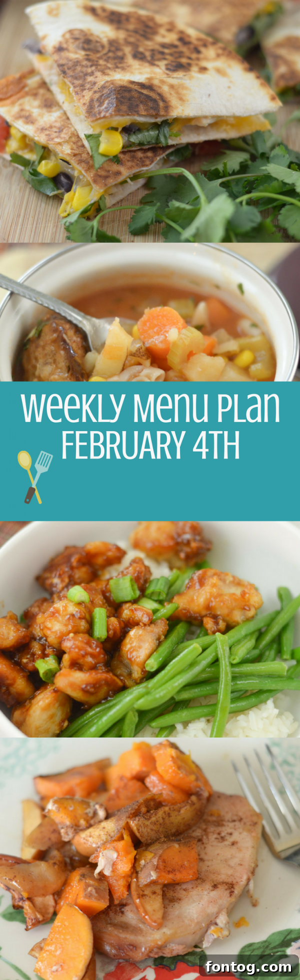 Weekly Menu Plan for February featuring delicious easy recipes