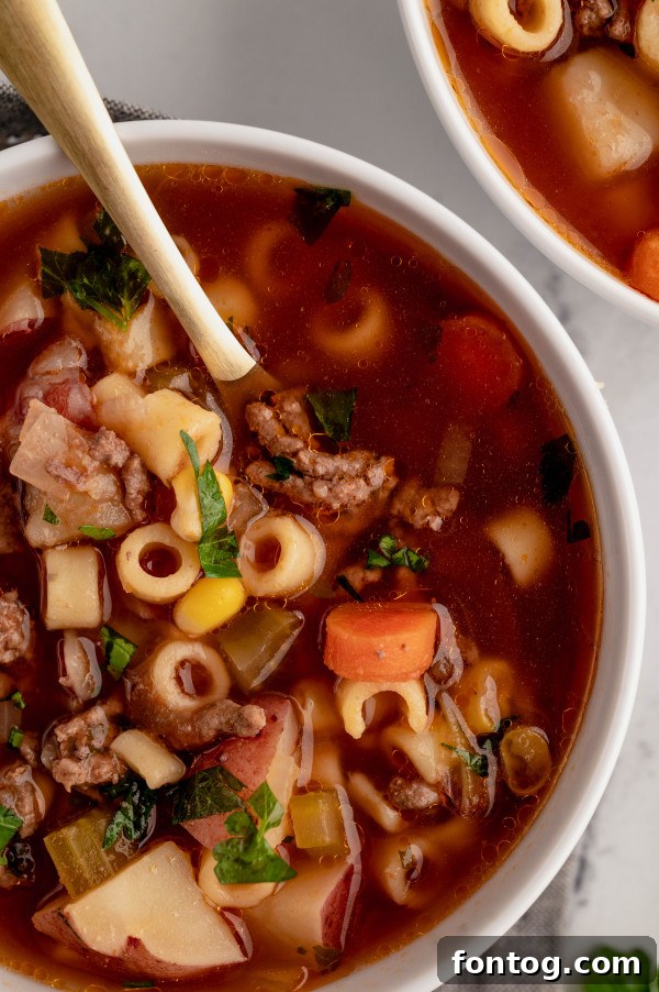 Delicious and hearty Instant Pot vegetable soup ready to be served