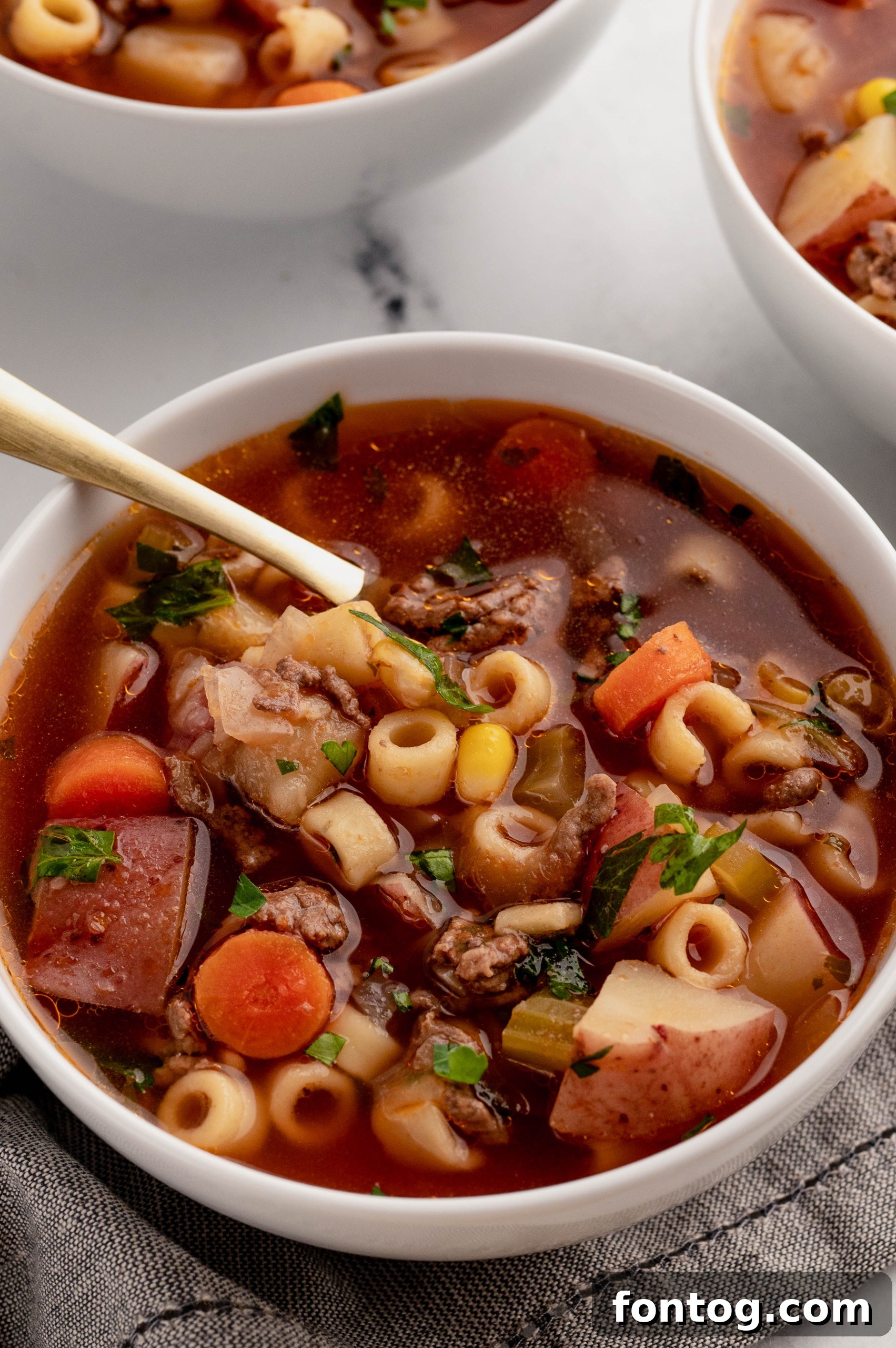 Freshly cooked Ninja Foodi Beef Vegetable Soup