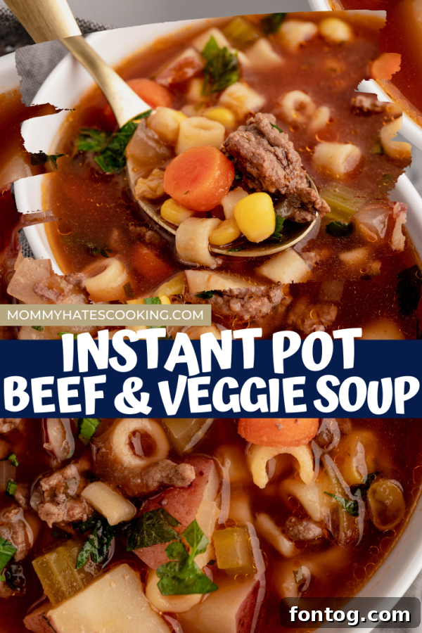 Pinterest pin graphic for Gluten-Free Instant Pot Vegetable Soup