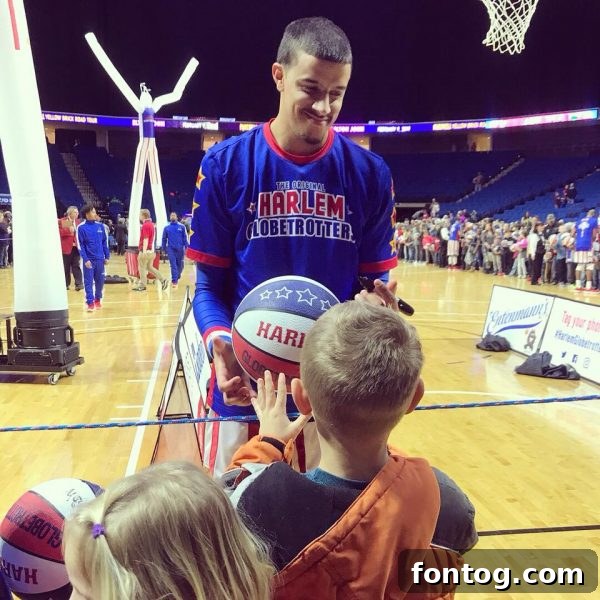 Harlem Globetrotters show with family