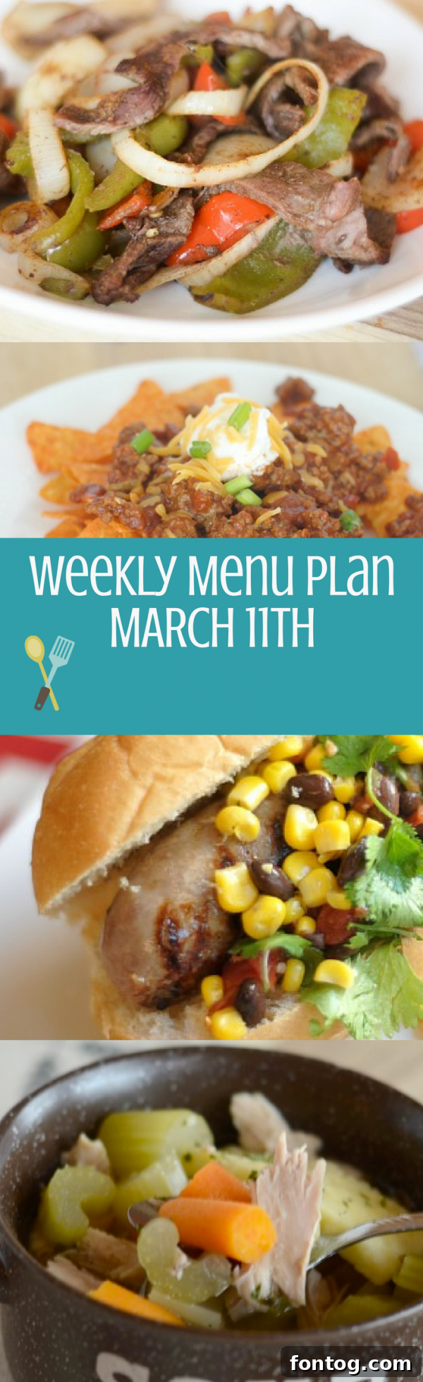 Printable weekly menu plan for family dinners