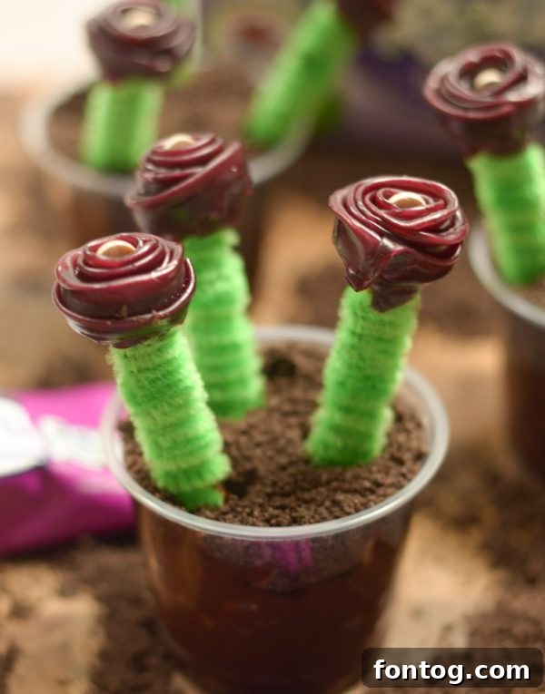Beautiful Fruit Roll Rose Cups in a dessert cup