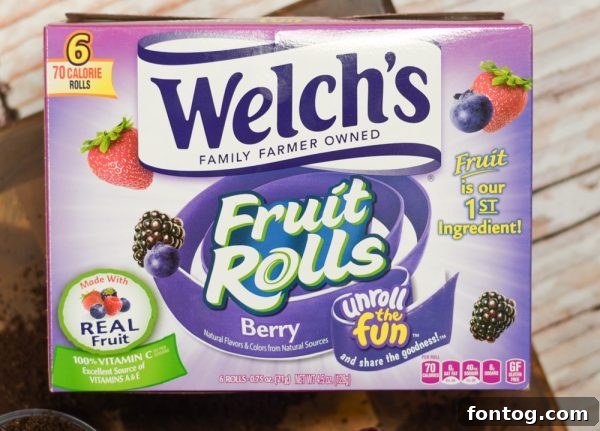 Welch's Fruit Rolls, berry flavor, unwrapped for crafting