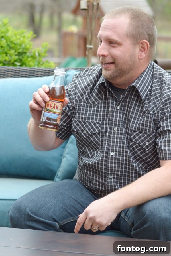 Dad pouring a refreshing glass of Gold Peak Sweet Tea on vacation