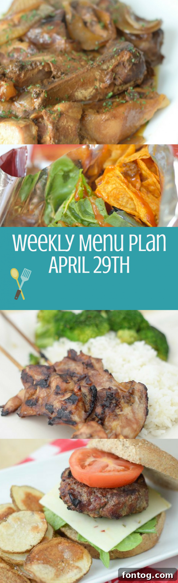 Weekly Menu Plan for easy family dinners, a useful resource for busy parents