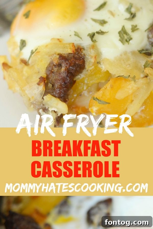 Full Air Fryer Breakfast Casserole with fresh ingredients