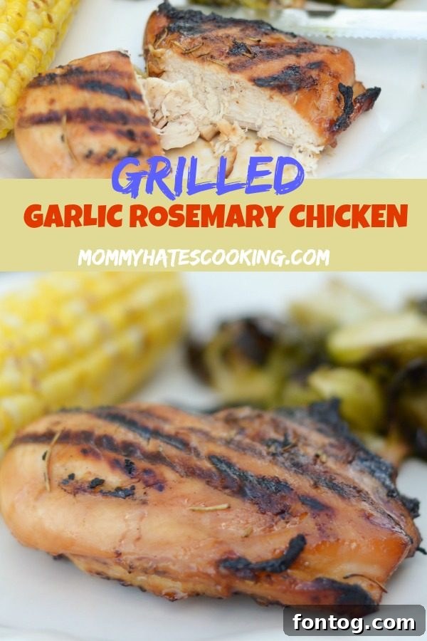 Pinterest graphic for Grilled Garlic Rosemary Glazed Chicken recipe