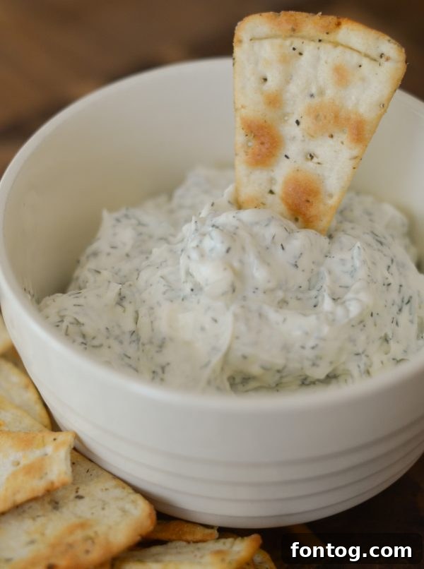 Dill Dip and Pizza Chips - A close-up of the creamy texture and delicious chips.