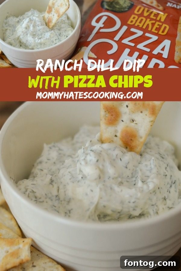 Final Snack Plate - Creamy Ranch Dill Dip with Pizza Chips, ready to enjoy.